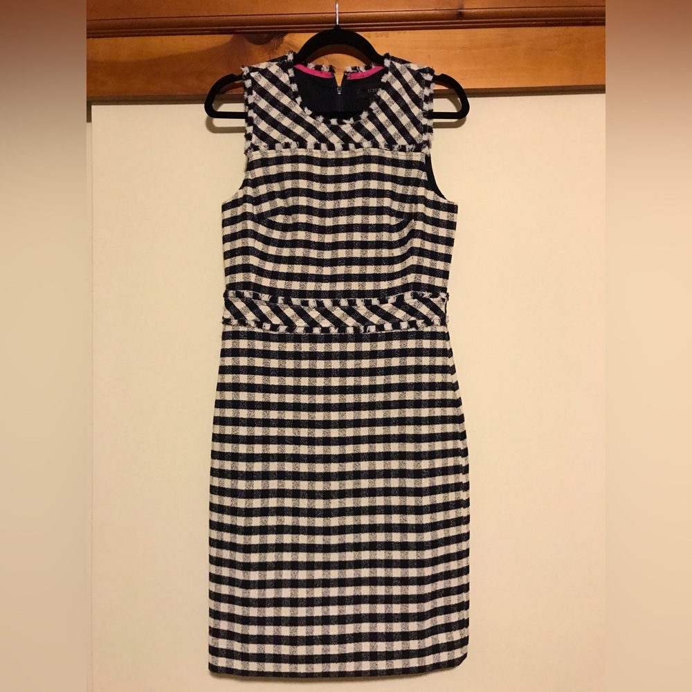 J. Crew navy blue and white striped cotton sheath dress. NWT.